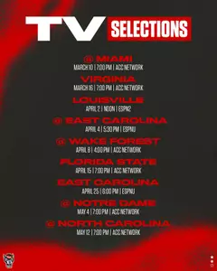NC State BaseballNationalTVSelections_Update23