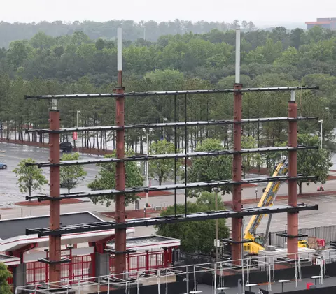 Construction begins on the new videoboard at Carter-Finley Stadium