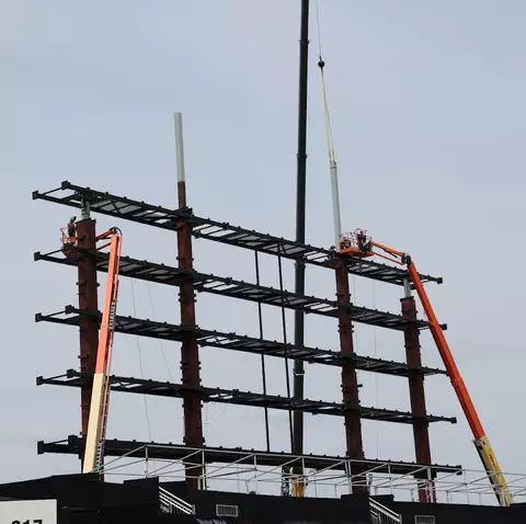 Construction begins on the new videoboard at Carter-Finley Stadium