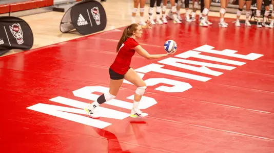 Amanda Rice serving during 2024 season