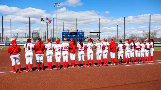 Softball during anthem at Notre Dame game two of series 3/23/24