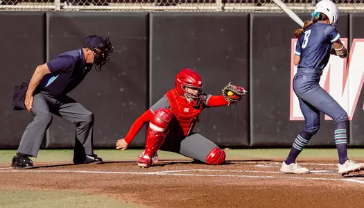 Hannah Church catching vs Queens Feb. 2025