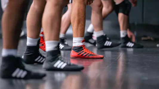 WRES2025 wrestling shoes in practice room