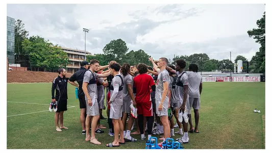 MSOC2025 Preseason Training team huddle