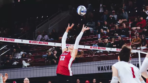 Eva long setting against Wake Forest in Reynolds Coliseum 10/23/26