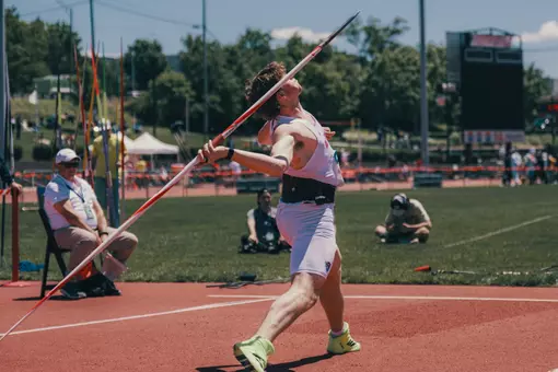 Luke Thierfelder throwing a Javelin at ACC Outdoor Championships