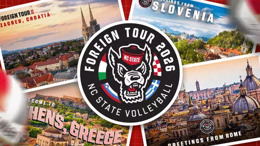 NC State Volleyball 2026 Foreign Tour Announcement featuring Italy, Slovenia, Croatia and Greece