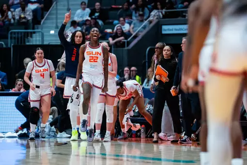 Saniya Rivers of the Connecticut Sun cheers
