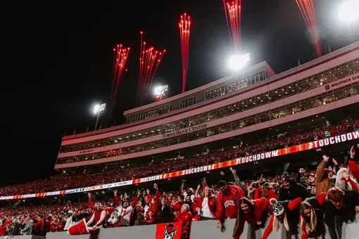 Fans celebrating in Carter-Finley
