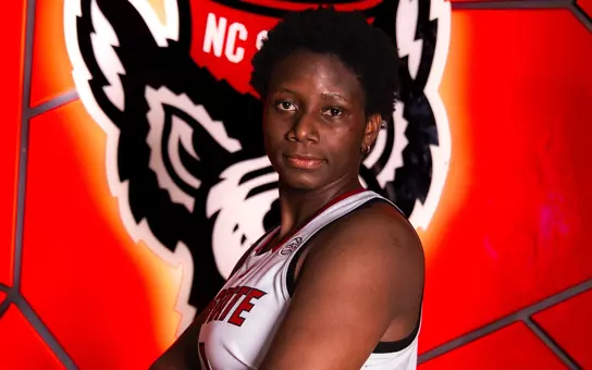 Favour Ossai poses after arriving to the NC State women's basketball team