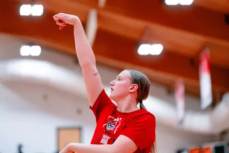 Maddie Cox makes a 3-pointer at NC State women's basketball summer practice