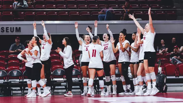 volleyball bench hyped versus App State 9/15/26