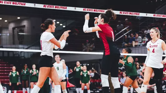 Clara Vondran and Zuzia Maciejewicz celebrating vs. Charlotte 9/6/26