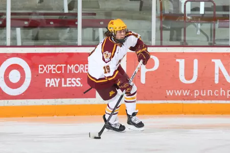 Megan Bozek was one of three defenseman to net goals for Minnesota last weekend