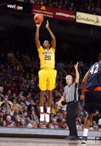 Austin Hollins is averaging 9.0 ppg through two games this season, tied for second on the Gophers.