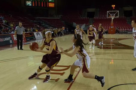 Rachel Banham connected on four three-pointers at Denver Wednesday.