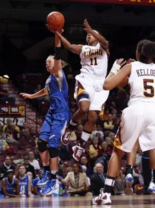 Junior Leah Cotton made her first start of the season vs. the Falcons.