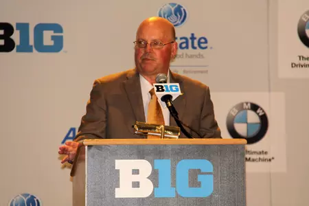 Coach Kill meets local TV stations from across Big Ten Country.