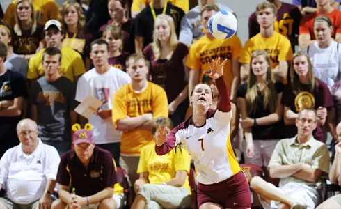 Senior Mia Tabberson and the Gophers will face No. 15 UNI tonight.