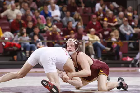 Top-ranked Zach Sanders and the Gopher wrestlers host Wisconsin Sunday afternoon.