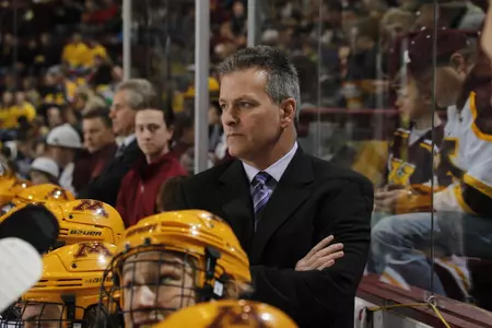 Coach Don Lucia had 30 points in 124 games during his collegiate career at Notre Dame.