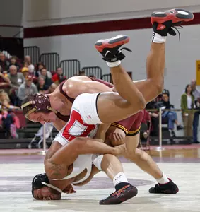 Sonny Yohn takes down Ohio State's Andrew Campolattano. The Gophers defeated the Buckeyes this afternoon 24-13.