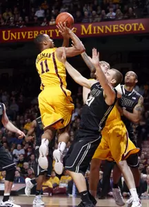 Freshman guard Joe Coleman made his first career start for the Gophers, finishing with 14 points, six rebounds, and three steals.