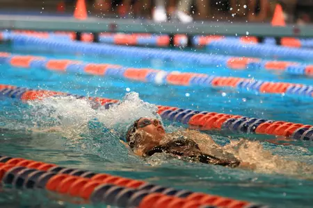 Tess Behrens won the 100 and 200 backstroke Friday at Michigan.