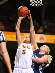 Kionna Kellogg posted her third-career double-double with 20 points and 12 rebounds vs. JMU.