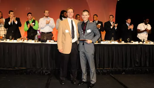 Connor Cosgrove was presented with the Tony Dungy Character and Community Service Award by wide receiver coach Pat Poore.