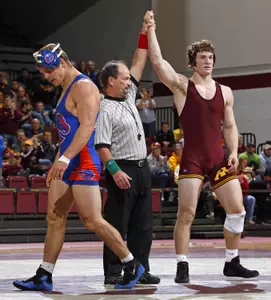 Kevin Steinhaus notched a 15-0 technical fall against Northwestern's Marcus Shrewsbury at the 3:48 mark.