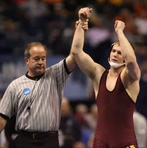 Logan Storley will wrestle Penn State in a rematch from the Big Ten Championships a few weeks back. The winner will move onto the NCAA Championship for 174 pounds.