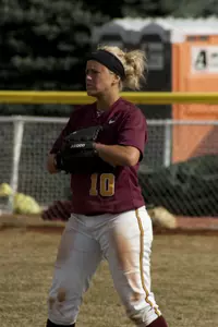 Dannie Skrove notched her first home run of the season in the first game of the Purdue series.