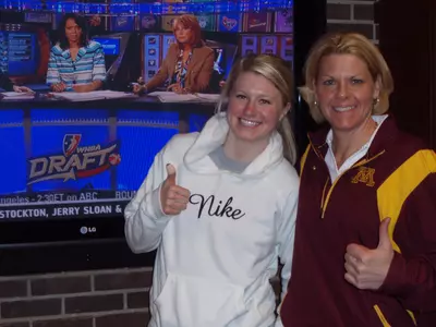 Emily Fox and head coach Pam Borton.