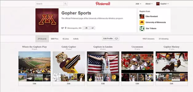Check out Pinterest to stay up-to-date on Gopher Athletics