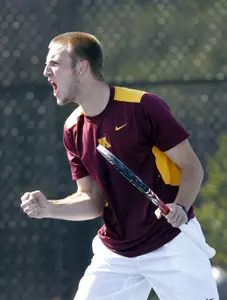 After injury, Jack Hamburg returned to the lineup and won in both doubles and singles competition tonight against Northern Illinois.