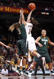 Rachel Banham scored 17 second-half points for the Gophers at Michigan State Thursday.