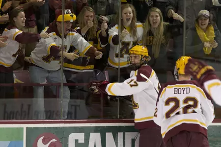 Seth Ambroz scored four times against the Badgers this weekend.