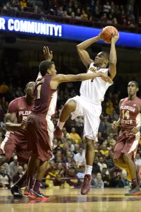 Andre Hollins led the Gophers with 21 points on Tuesday against Florida State.
