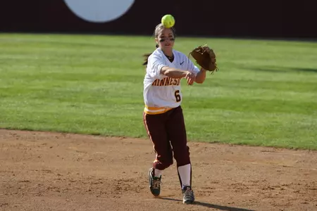 Erika Smyth played flawless defense and batted .400 last weekend in Las Vegas.