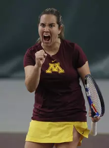 Senior Doron Muravnik helped the Gophers to a 7-0 win over the Badgers today at Baseline Tennis Center.