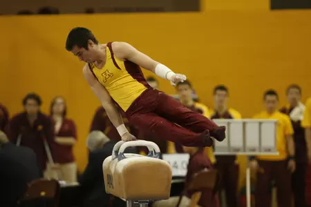 Harris Coleman (pictured) and Ellis Mannon are two Gophers ranked in the top 20 in pommel horse.