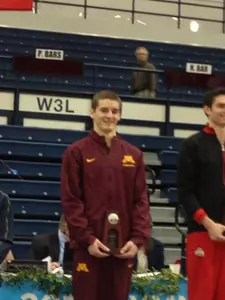 Ellis Mannon finished second on the pommel horse at the NCAA Championship.