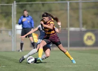 Haley Helverson scored the game-winner in the 20th minute in today's spring game against Minnesota State.