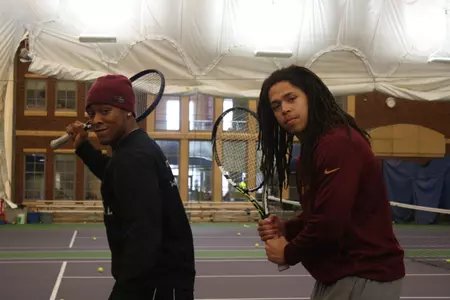 Derrick Wells (pictured) and Cedric Thompson have been volunteering at the Fred Wells Tennis & Education Center.