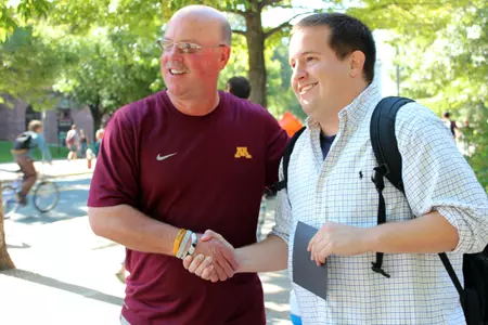 Coach Kill visited with U of M students on campus during his previous two seasons with the Gophers.