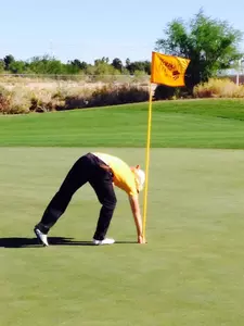 Kuenster's ace on the 12th hole helped lead her to a career-low 68 on Monday.