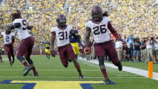 Linebacker De'Vondre Campbell is one of seven Gophers who has an interception this year.