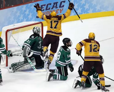 Seth Ambroz celebrates the Gophers' game-winner