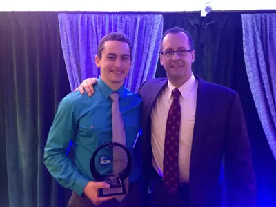 Senior Nathan Fortunato and head coach Mike Burns